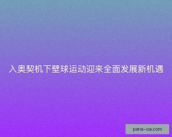 入奥契机下壁球运动迎来全面发展新机遇